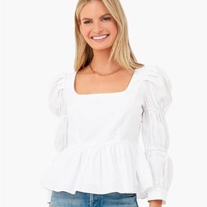 White Clemons Long Sleeve Puff Blouse